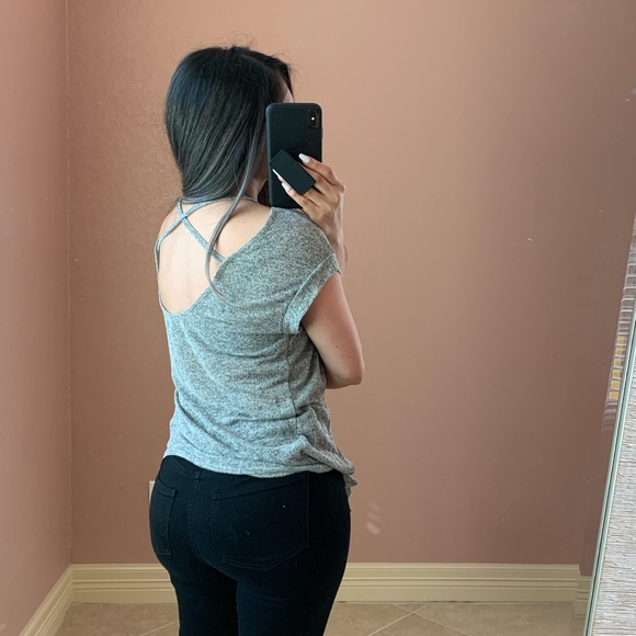 LAST 3..ANGIE  Criss Cross Tie Front Tee* - Picture 2 of 4